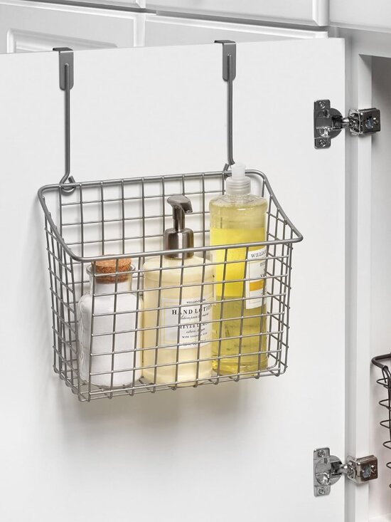 Hanging Baskets for Organizing Large, Satin Nickel - Grid Over the Cabinet Wire - Picture 2 of 9